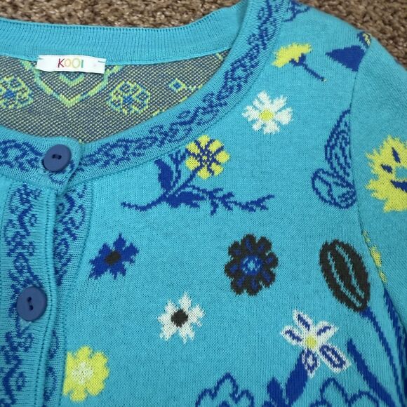 Kooi Women's Boho Floral Button Cardigan 100% Cotton Retro Hippie Size M EUC - Picture 2 of 10
